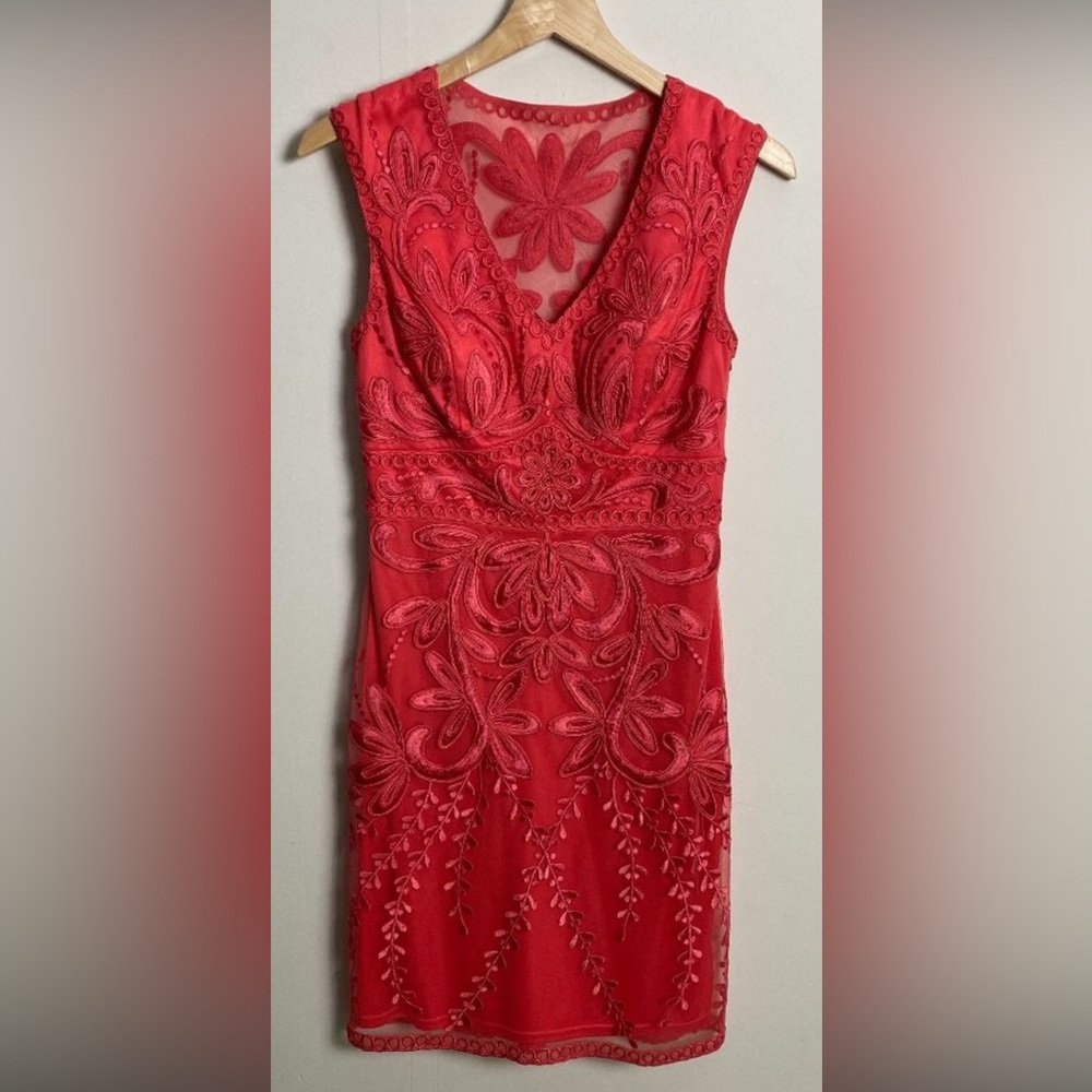 Sue Wong Embroidered Lace Shift Sleeveless Dress Sz 6